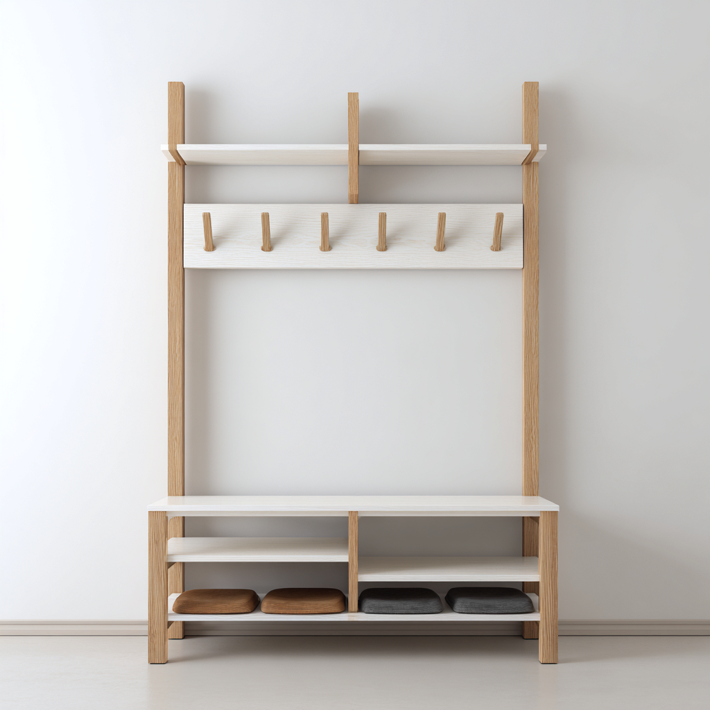 Attaccapanni-MDF-Legno-170x35x190cm-bianco-rovere-Design Moderno-Cottagonest