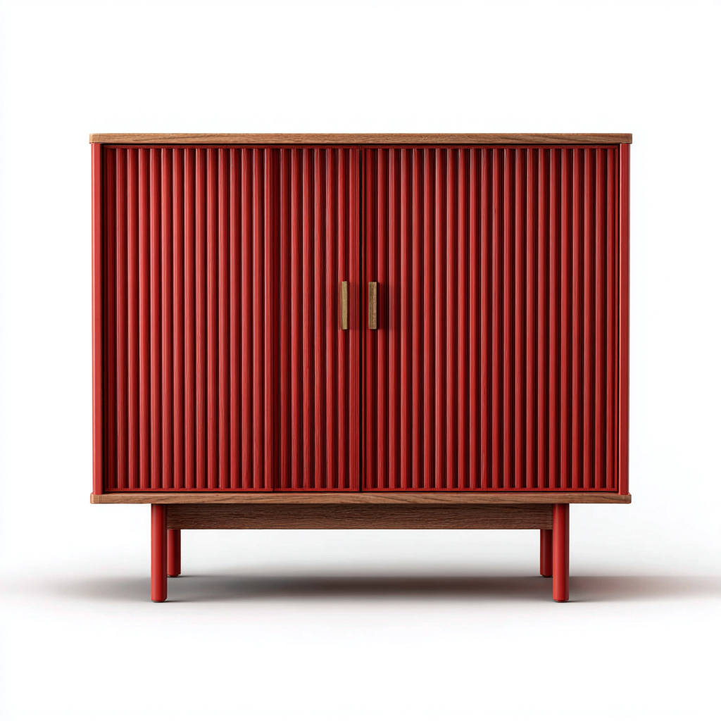 Credenza-legno-90x42x105cm-rosso-design moderno-Cottagonest