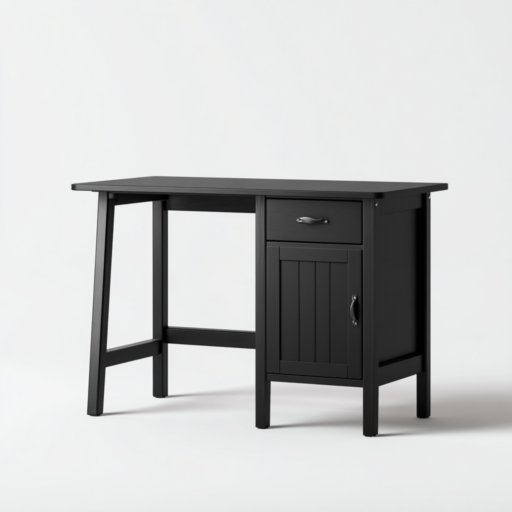 Scrivania - legno - 118x47x76cm - nero - design classico-Cottagonest