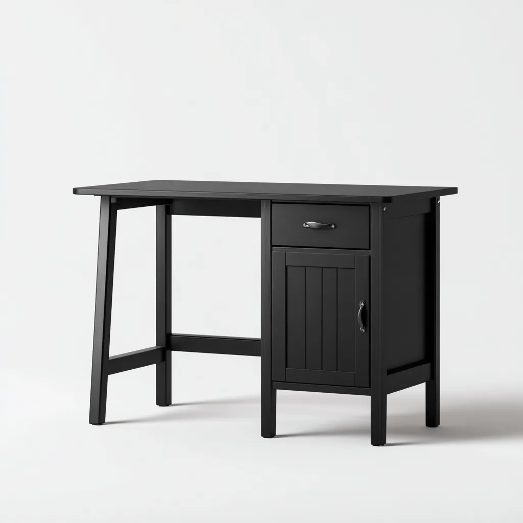 Scrivania - legno - 118x47x76cm - nero - design classico-Cottagonest