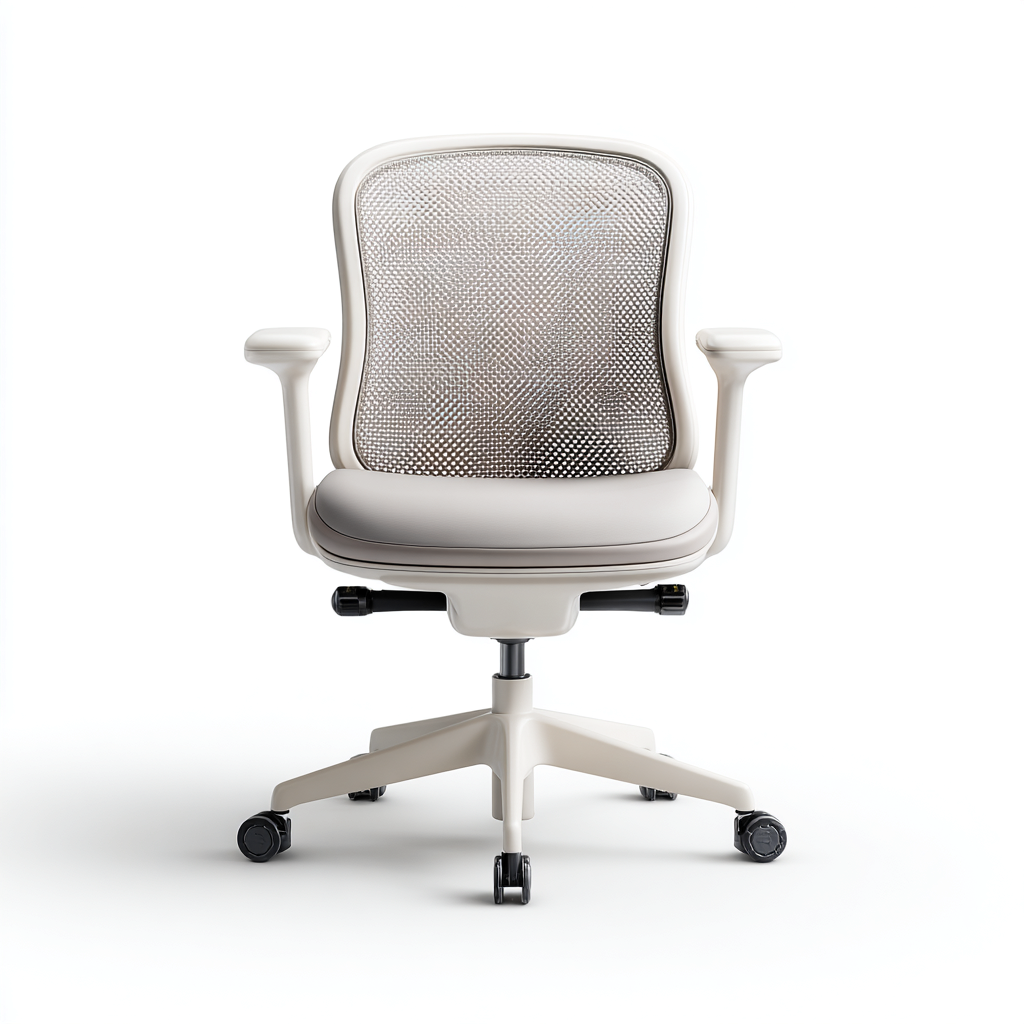 Sedia da ufficio - rete-tessuto - 62x60x94cm - bianco-grigio - design ergonomico-Cottagonest