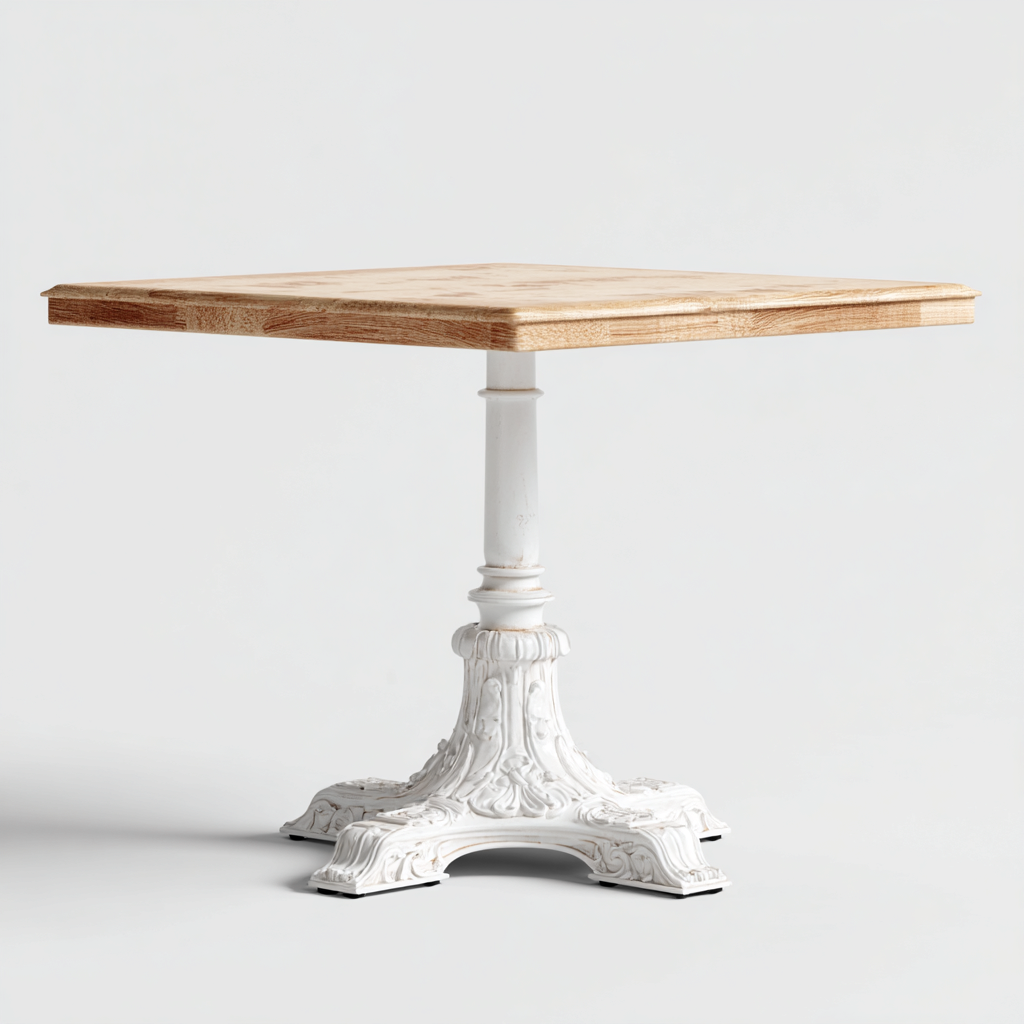 Tavolo da pranzo - legno-metallo - 70x70x74 cm - rovere chiaro-bianco - design classico-Cottagonest