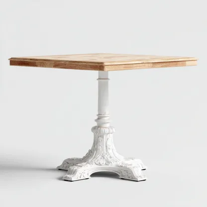 Tavolo da pranzo - legno-metallo - 70x70x74 cm - rovere chiaro-bianco - design classico-Cottagonest