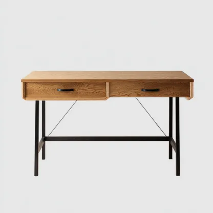 Scrivania - legno-metallo - 132x55x78cm - rovere naturale-nero - design moderno-Cottagonest