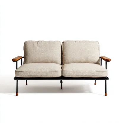 Divani da esterno - metallo - legno - 145x78x82 cm - beige - design moderno-Cottagonest