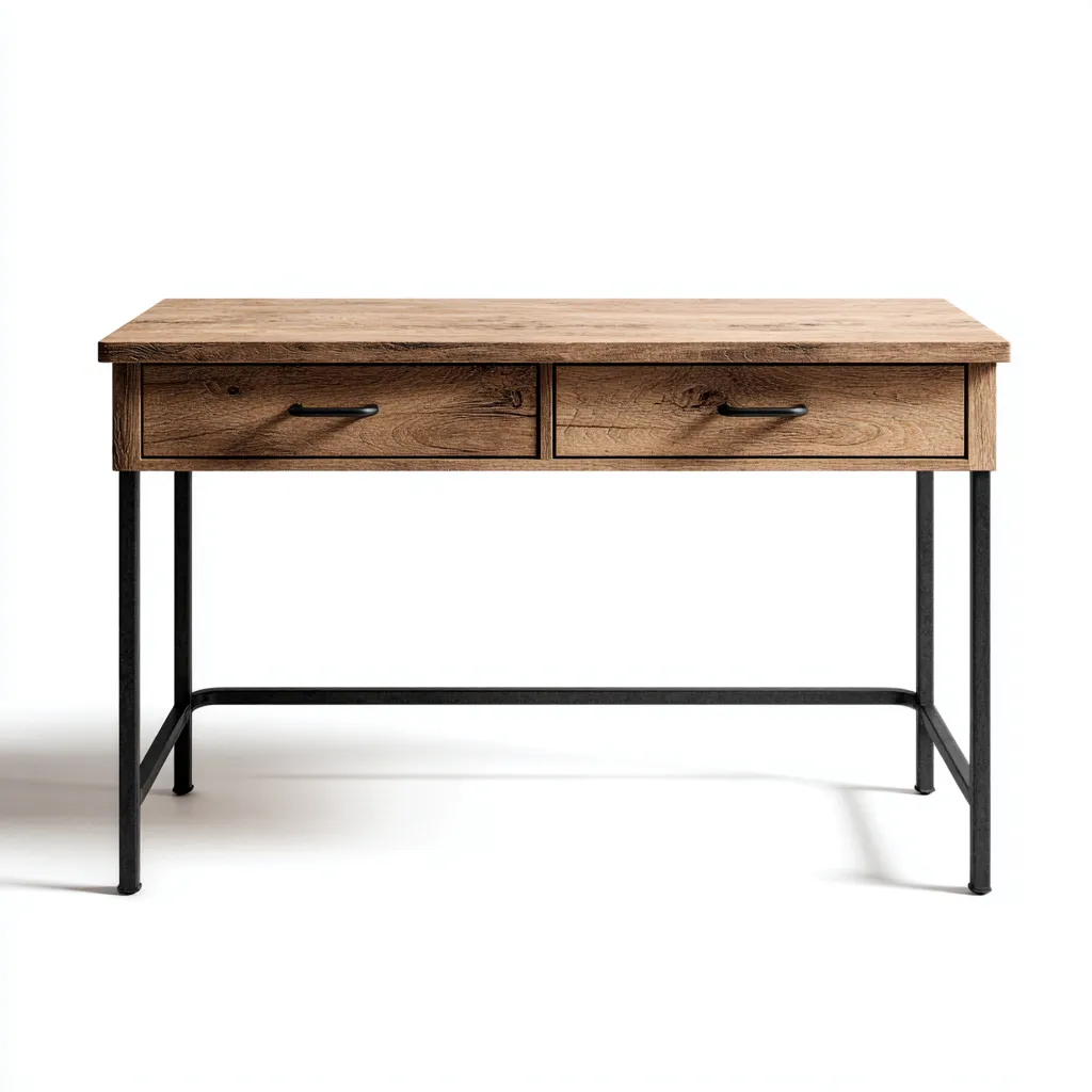 Scrivania - legno-metallo - 128x55x77cm - rovere naturale-nero - design industriale-Cottagonest