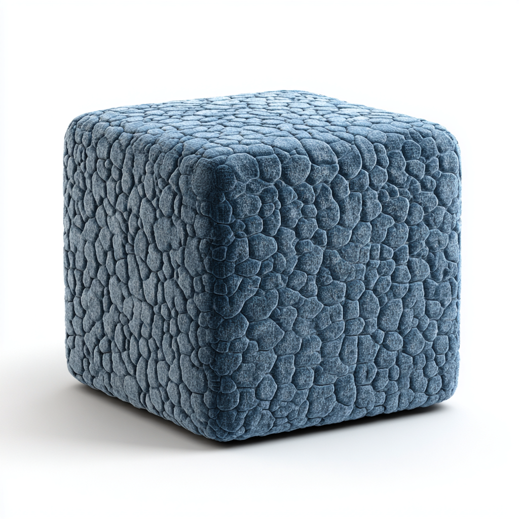 Pouf - tessuto - 43x43x45 cm - grigio-blu - design lavorato-Cottagonest