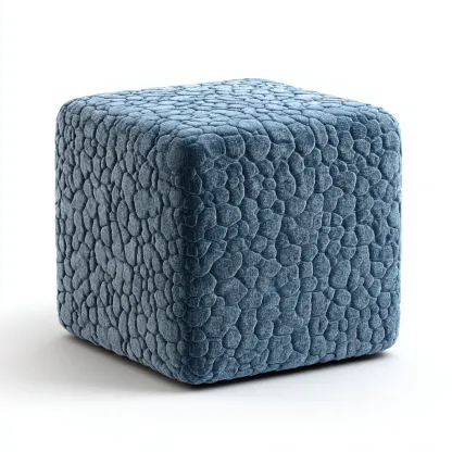 Pouf - tessuto - 43x43x45 cm - grigio-blu - design lavorato-Cottagonest