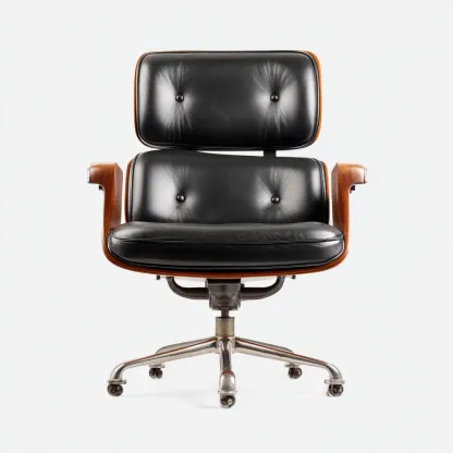 Sedia da ufficio-pelle-legno-metallo-67x65x95cm-nero-design moderno-Cottagonest