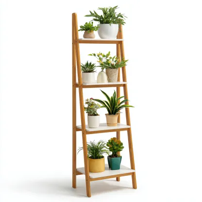 Scaffale per piante-70x38x158cm-marrone-bianco-design naturale-Cottagonest