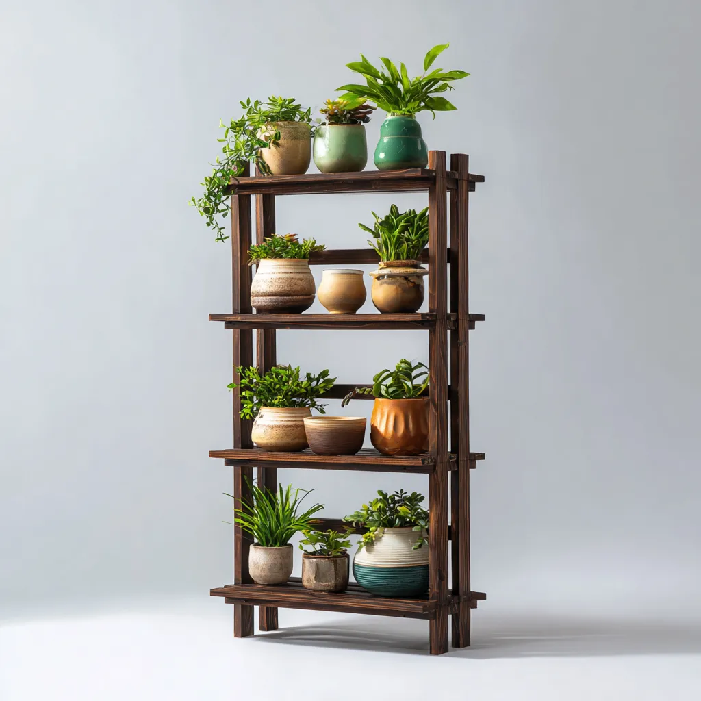 Scaffale per piante-massello-120x40x160cm-marrone-design naturale-Cottagonest