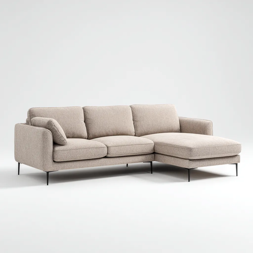 Divano angolare-tessuto-metallo-264x161x85cm-beige-design moderno-Cottagonest