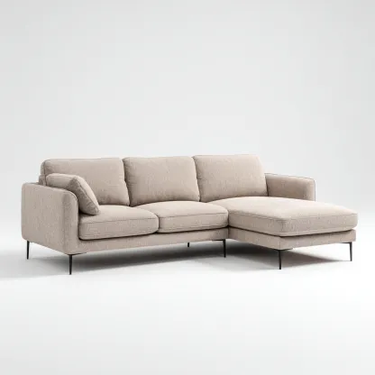 Divano angolare-tessuto-metallo-264x161x85cm-beige-design moderno-Cottagonest