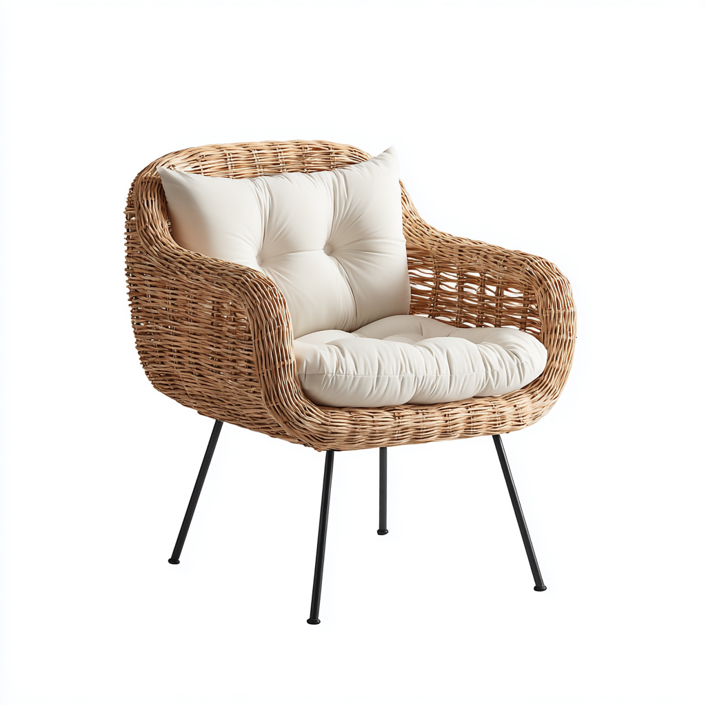 Poltrona da giardino-rattan-metallo-tessuto-91x79x84cm-naturale-bianco-design moderno-Cottagonest