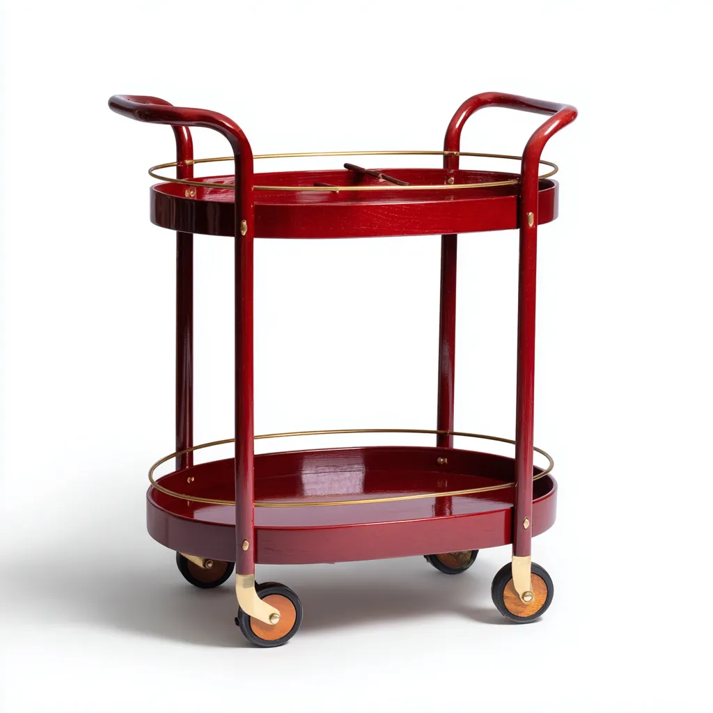 Carrello da cucina - legno-metallo - 73x44x87cm - rosso-oro - design classico-Cottagonest
