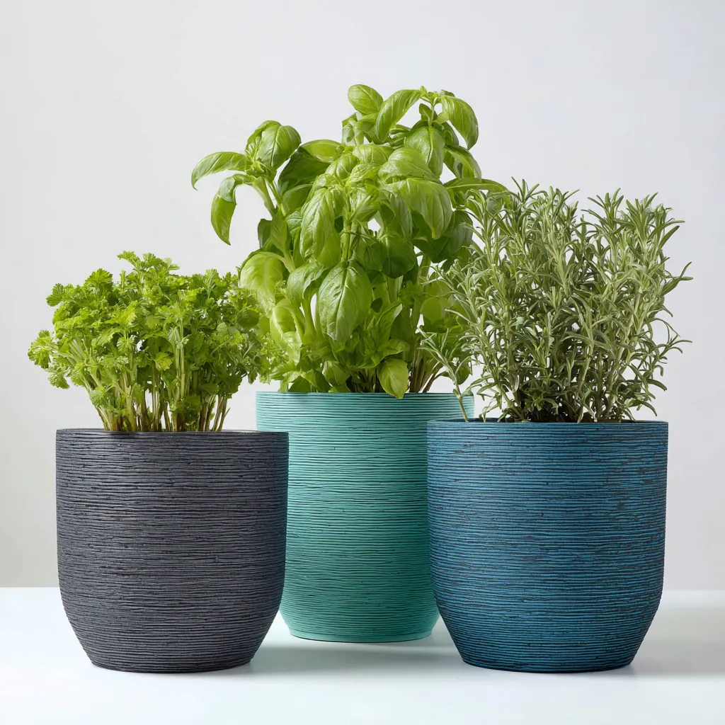 Vaso per piante-plastica-26x26x32cm-28x28x34cm-30x30x36cm-grigio-blu-turchese-design moderno-Cottagonest