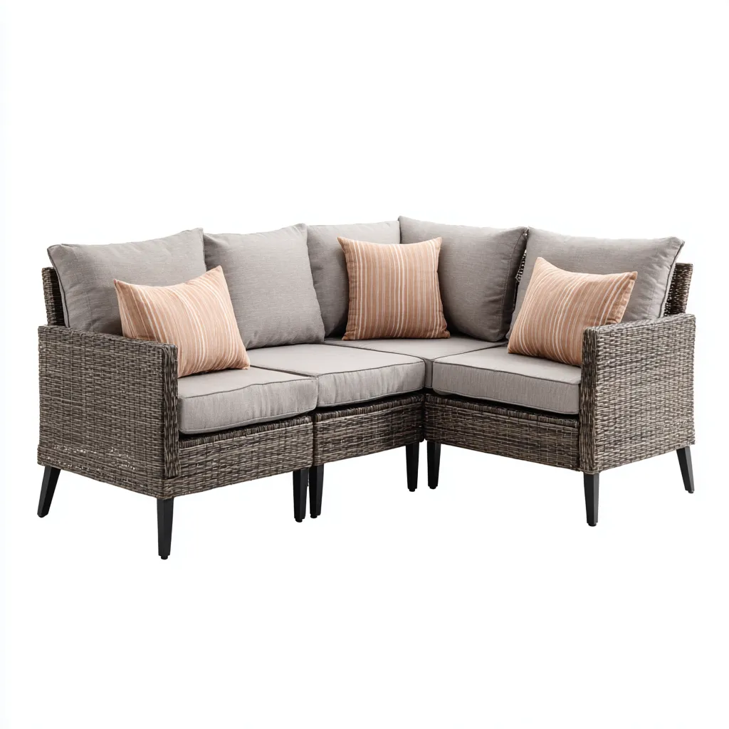 Divani da esterno - rattan sintetico - 185x185x82 cm - grigio - design moderno-Cottagonest