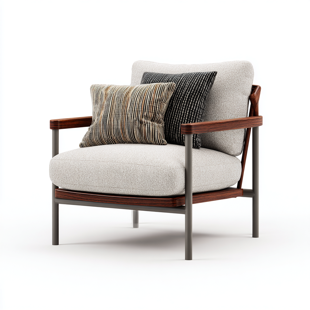 Poltrona da giardino-tessuto-legno-metallo-90x82x84cm-grigio-naturale-design moderno-Cottagonest