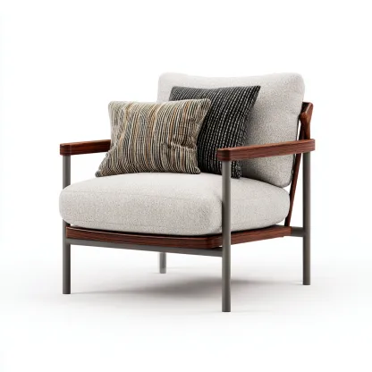 Poltrona da giardino-tessuto-legno-metallo-90x82x84cm-grigio-naturale-design moderno-Cottagonest