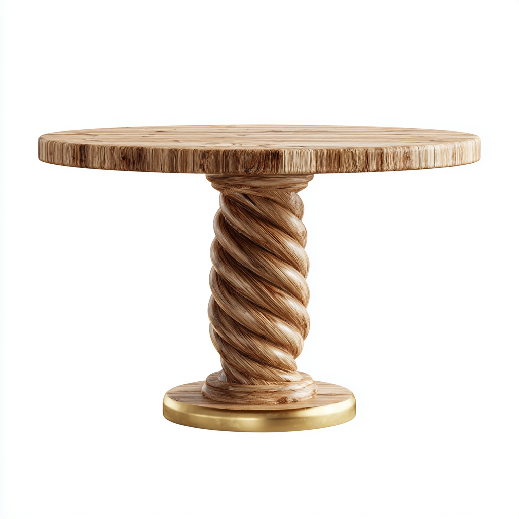 Tavolo da pranzo-rovere massello-ottone-115x115x76cm-naturale-dorato-design classico-Cottagonest