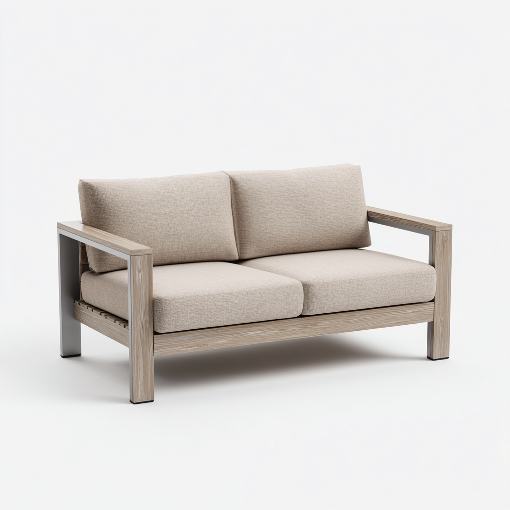 Divani da esterno - legno - metallo - 140x78x82 cm - beige - design moderno-Cottagonest