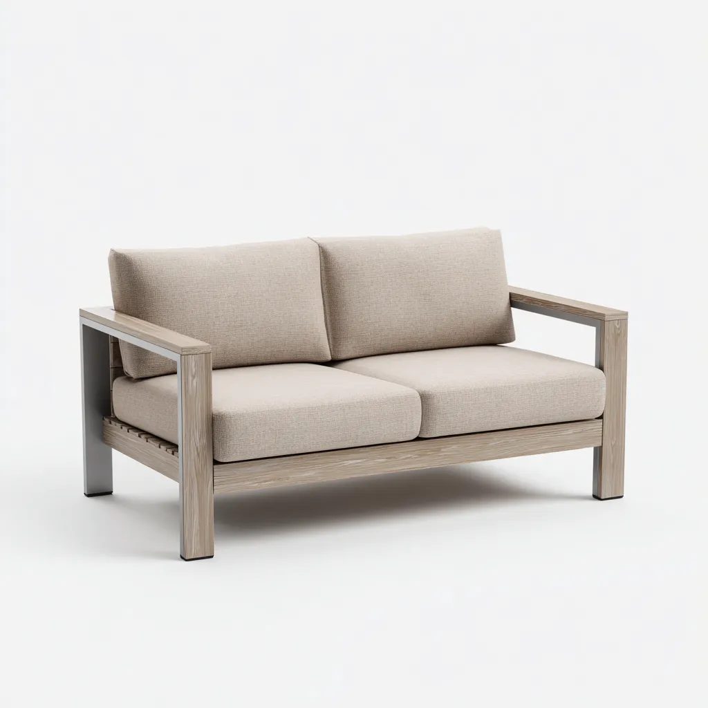 Divani da esterno - legno - metallo - 140x78x82 cm - beige - design moderno-Cottagonest