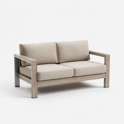 Divani da esterno - legno - metallo - 140x78x82 cm - beige - design moderno-Cottagonest