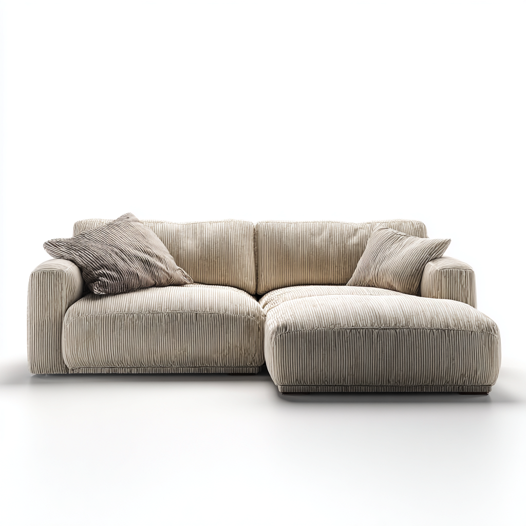 Divano angolare-tessuto-290x165x82cm-beige-design moderno-Cottagonest