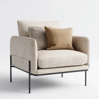 Poltrona da giardino-tessuto-metallo-89x83x79cm-beige-design moderno-Cottagonest