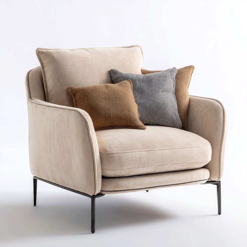 Poltrona da giardino-tessuto-metallo-90x84x80cm-beige-design moderno-Cottagonest