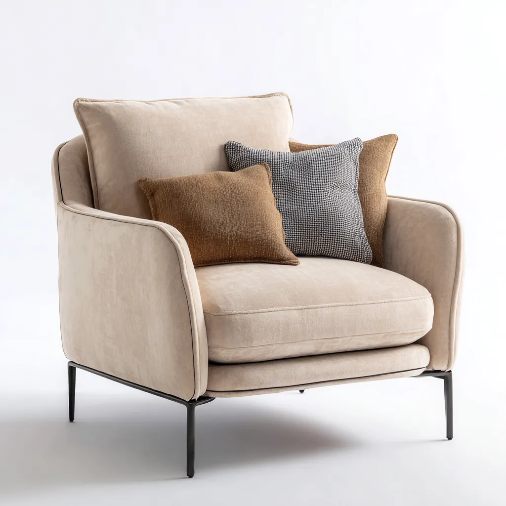 Poltrona da giardino-tessuto-metallo-90x84x80cm-beige-design moderno-Cottagonest