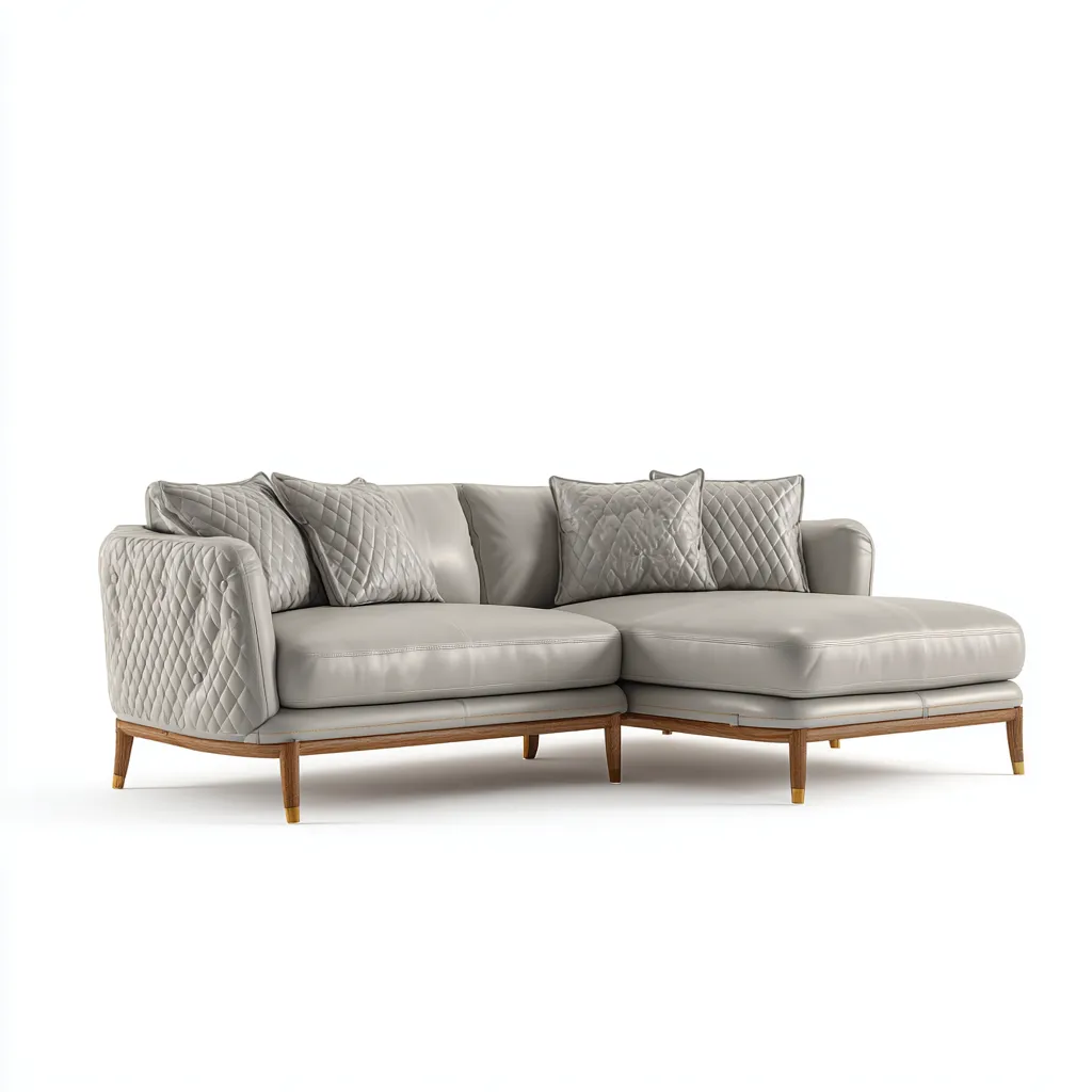 Divano angolare-similpelle-legno-273x167x86cm-grigio chiaro-design moderno-Cottagonest