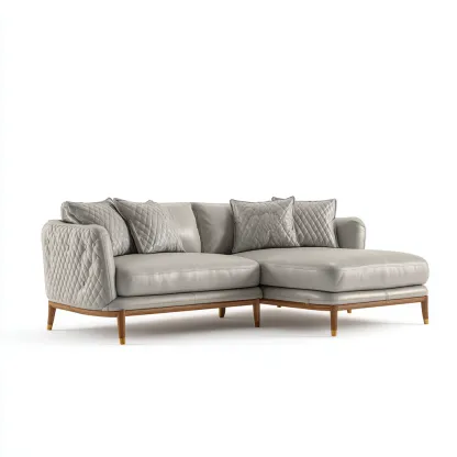 Divano angolare-similpelle-legno-273x167x86cm-grigio chiaro-design moderno-Cottagonest