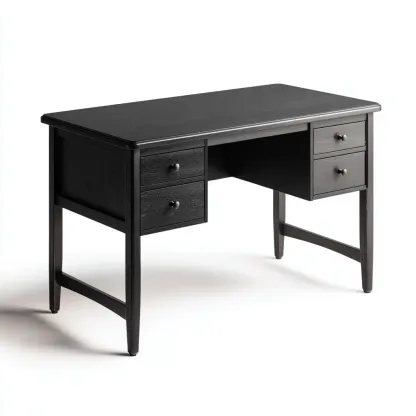 Scrivania - legno - 148x62x75cm - nero - design classico-Cottagonest