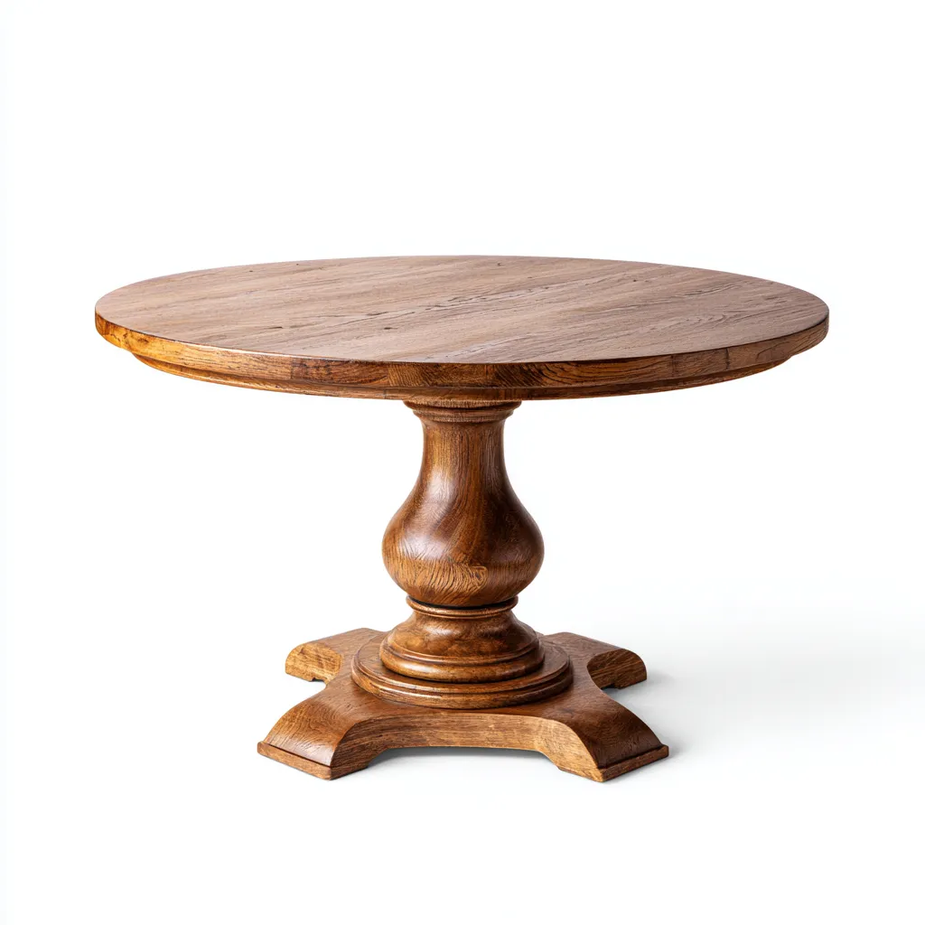 Tavolo da pranzo-rovere massello-120x120x76cm-marrone-design classico-Cottagonest