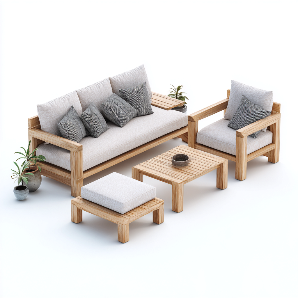 Divani da esterno - legno massello - 180x75x70 cm - grigio chiaro - design moderno-Cottagonest