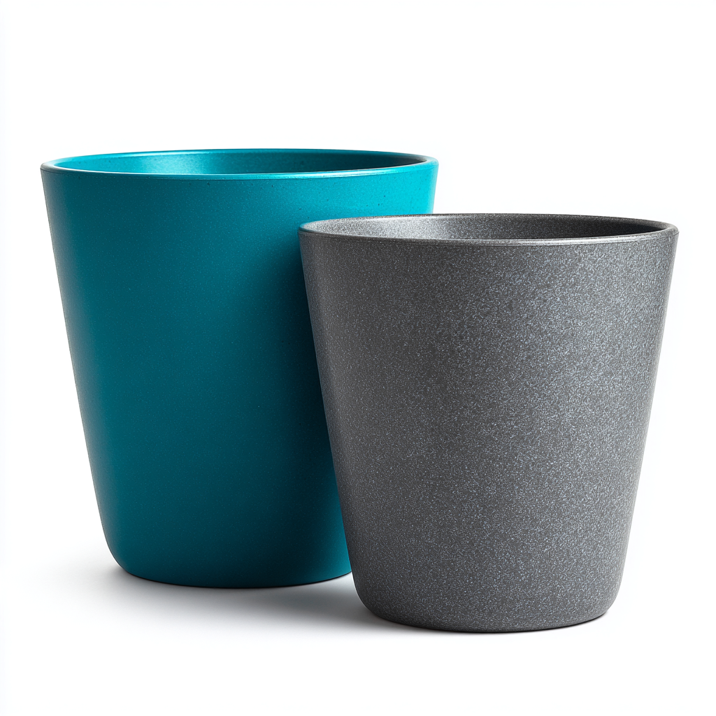 Vaso per piante-plastica-28x28x32cm-22x22x26cm-verde acqua-grigio-design moderno-Cottagonest