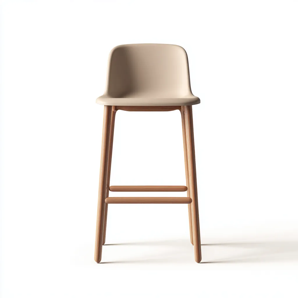 Sgabello da bar-plastica-legno-44x41x89cm-beige-legno naturale-design moderno-Cottagonest