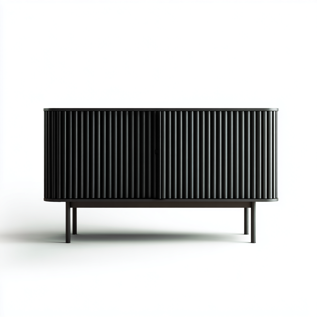 Credenza-legno-metallo-140x45x75cm-nero-design moderno-Cottagonest
