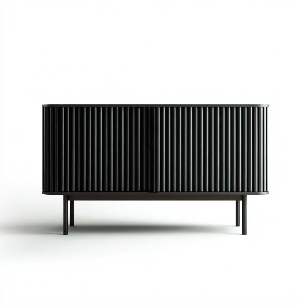 Credenza-legno-metallo-140x45x75cm-nero-design moderno-Cottagonest