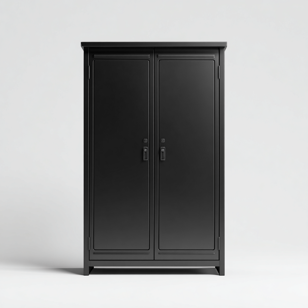 Armadio per ufficio - acciaio - 88x53x186cm - nero - design moderno-Cottagonest