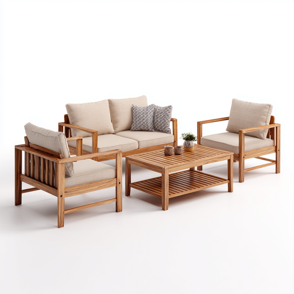 Divani da esterno - legno massello - 180x80x75 cm - beige - design moderno-Cottagonest