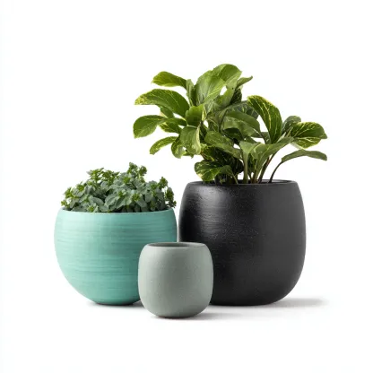 Vaso per piante-plastica-32x32x36cm-26x26x22cm-14x14x16cm-nero-turchese-grigio-verde-design moderno-Cottagonest