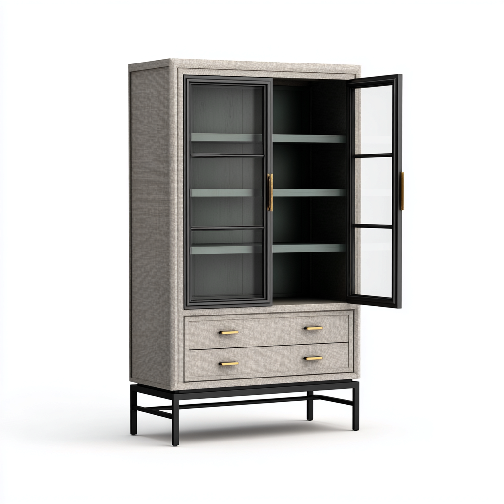 Vetrina-legno-metallo-vetro-86x40x175cm-grigio-nero-moderno-Cottagonest