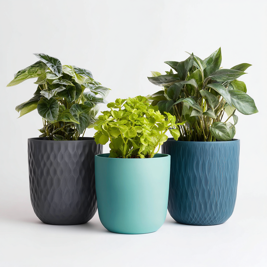 Vaso per piante-plastica-27x27x33cm-25x25x31cm-29x29x35cm-grigio-blu-turchese-design moderno-Cottagonest