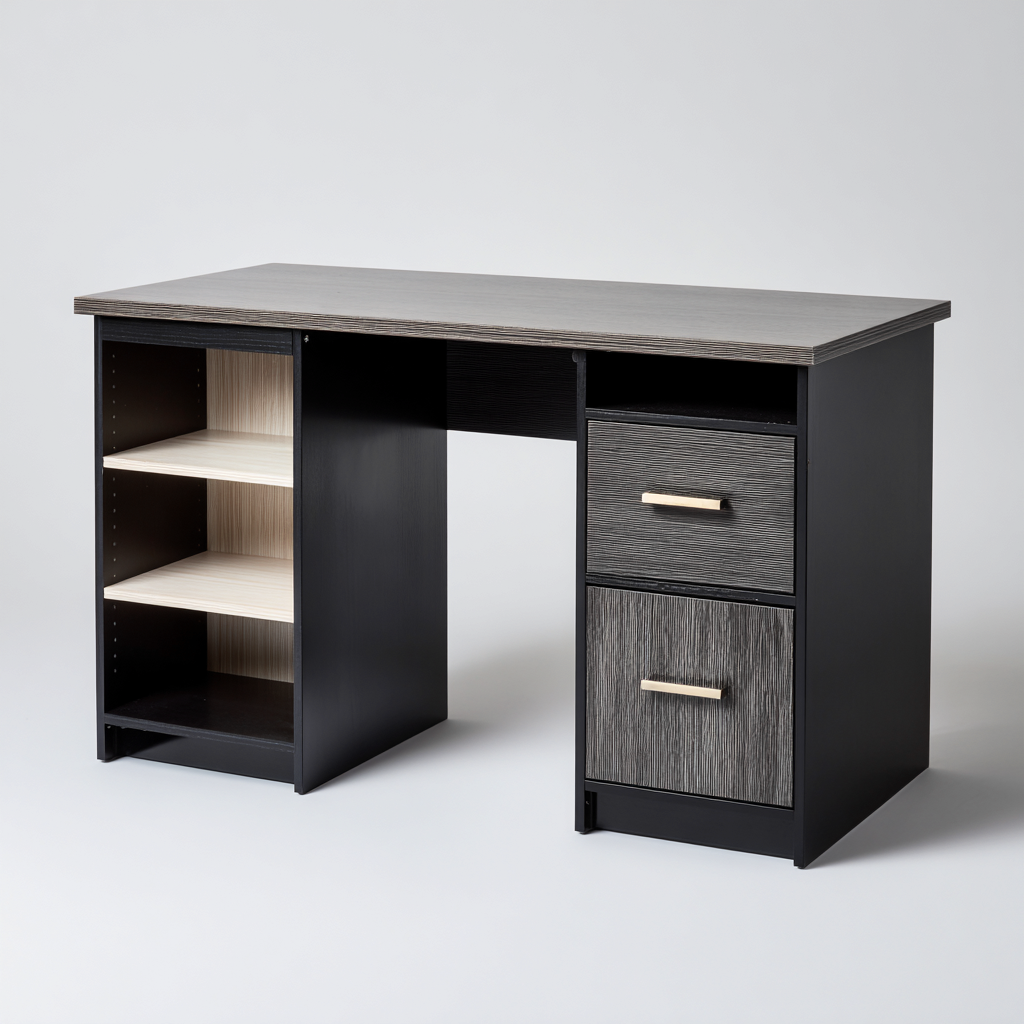 Scrivania - legno-metallo - 138x58x76cm - nero-grigio - design moderno-Cottagonest