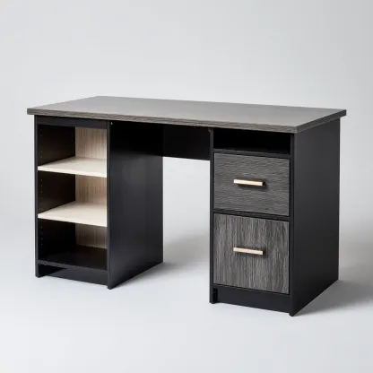 Scrivania - legno-metallo - 138x58x76cm - nero-grigio - design moderno-Cottagonest