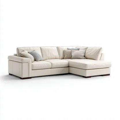 Divano angolare-pelle-legno-275x165x86cm-bianco-design moderno-Cottagonest
