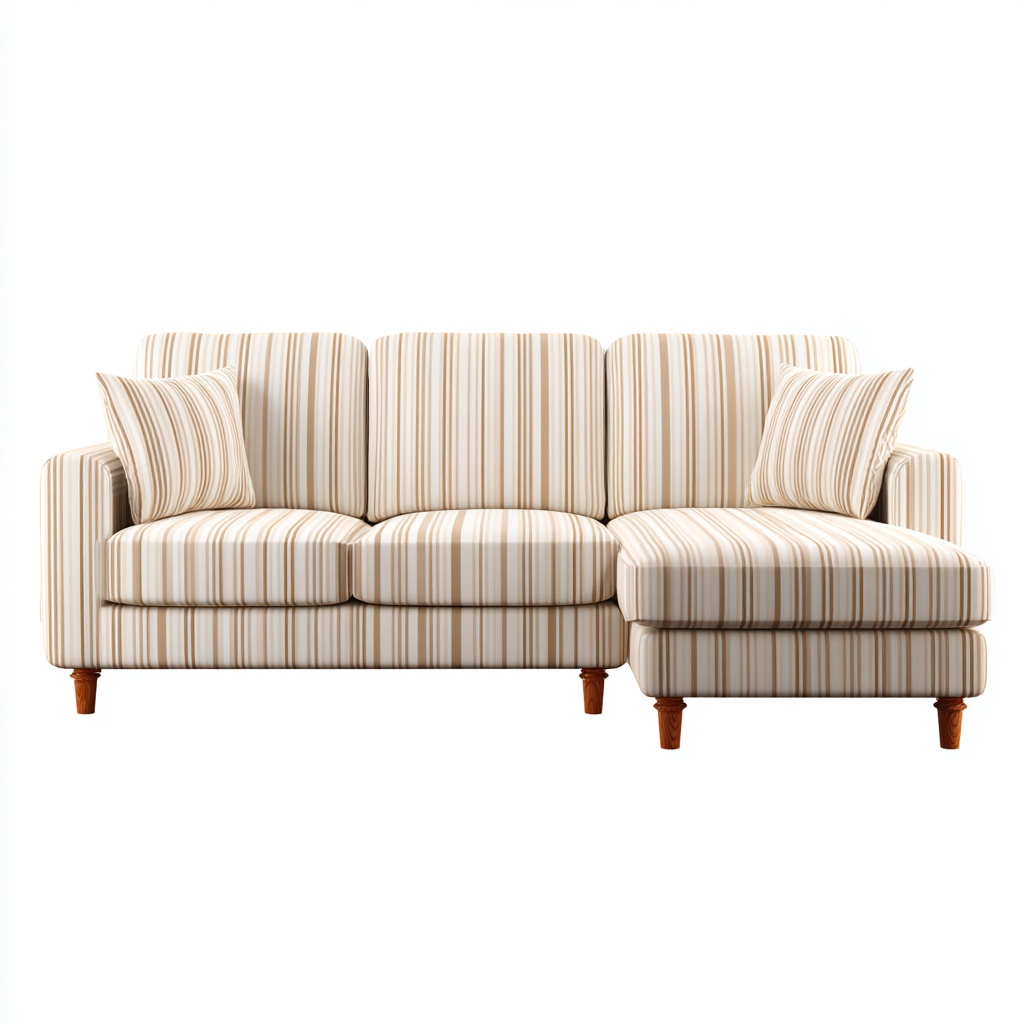 Divano angolare-tessuto-legno-286x164x84cm-beige a righe-design moderno-Cottagonest