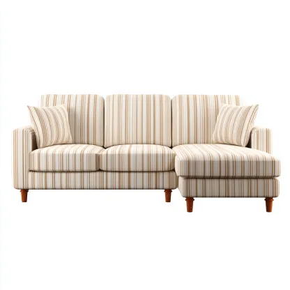 Divano angolare-tessuto-legno-286x164x84cm-beige a righe-design moderno-Cottagonest